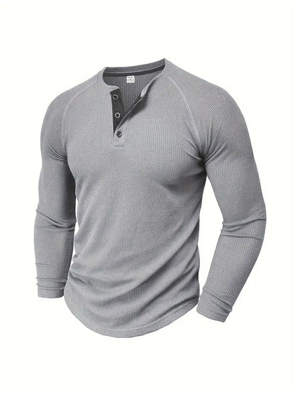 Lässiges Herren-Henley-Shirt – Bequemes Langarm-Shirt