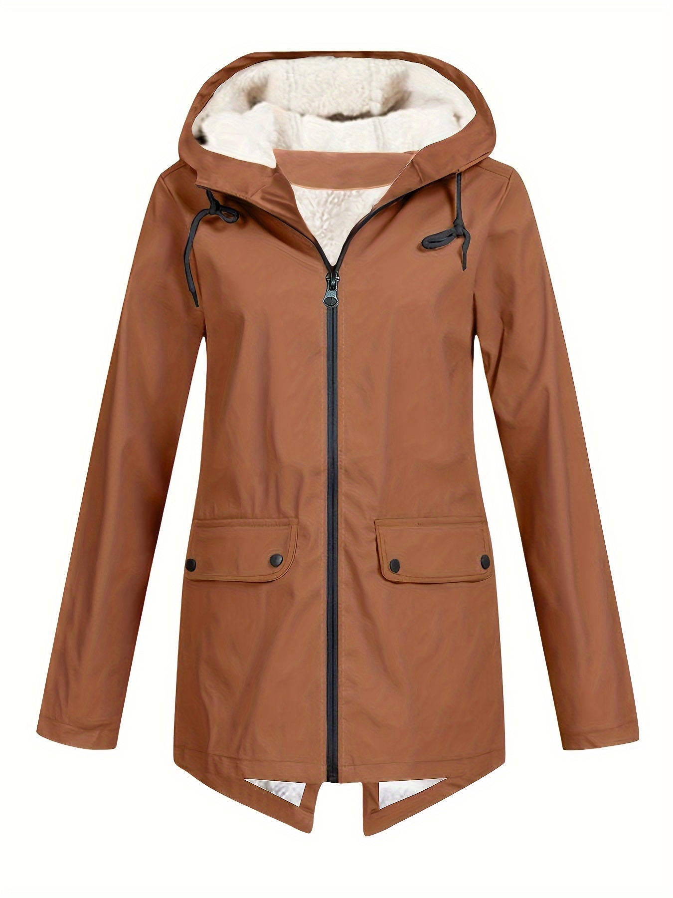 Reißverschluss-Hoodie-Jacke mit Klappentaschen – Lässige Windbreaker-Jacke mit Kordelzug