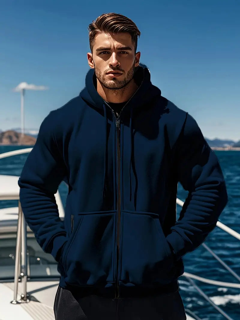 Herren Zip-Up Hoodie mit Fronttaschen