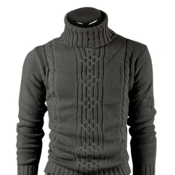 Warm gestrickter Rollkragenpullover mit Zopfmuster