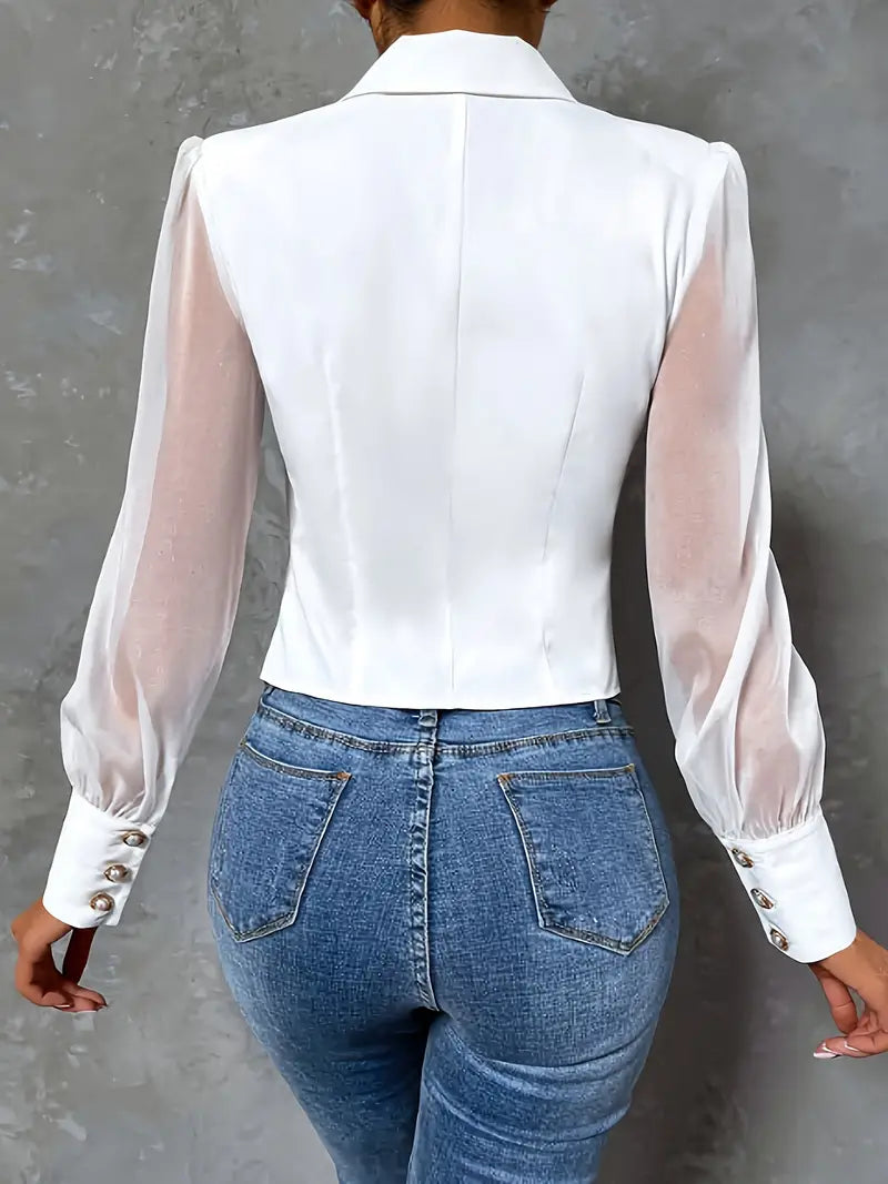 Eve | Glamouröser Blazer mit transparenten Ärmeln für Damen