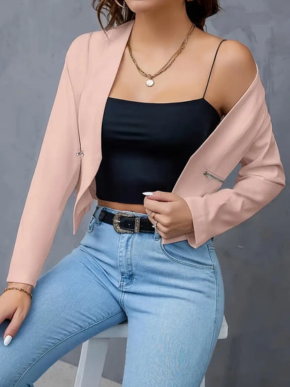 Avah | Crop Blazer with zip pockets