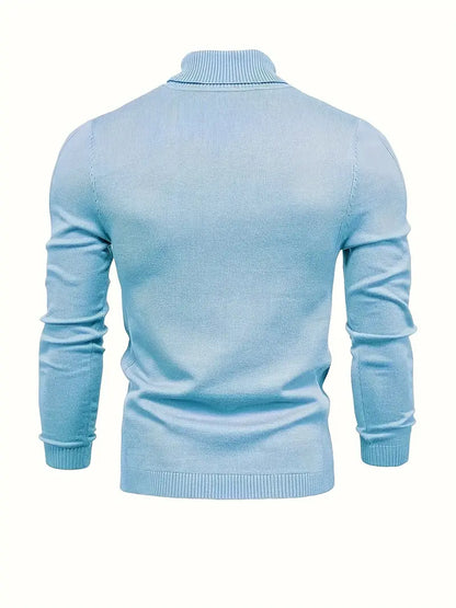 Vielseitiger Herrenstrickpullover mit hohem Kragen für kalte Tage