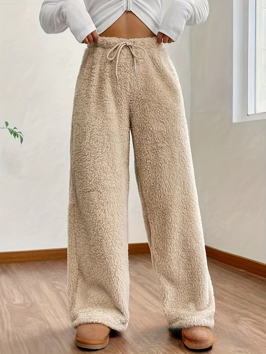 Kuschelige Teddy-Plüsch-Hose mit hoher Taille