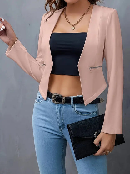 Avah | Crop Blazer with zip pockets