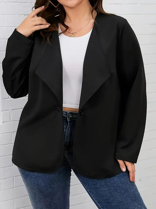 Cosima | Chic Plus Size Damen Wasserfallkragen Langarm Blazer