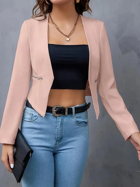 Avah | Crop Blazer with zip pockets