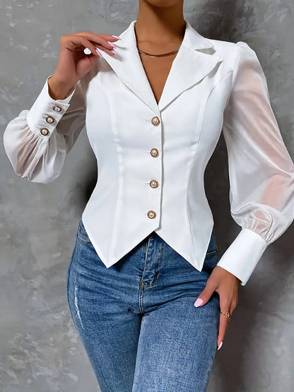 Eve | Glamouröser Blazer mit transparenten Ärmeln für Damen