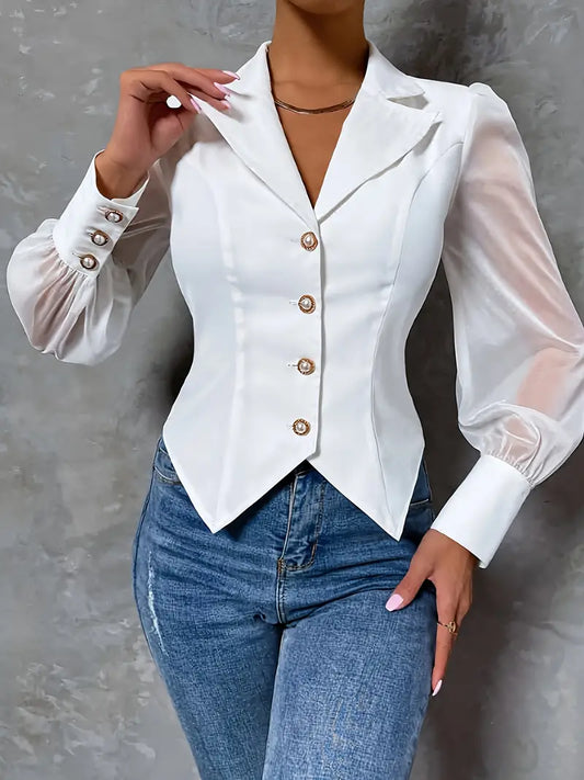 Eve | Glamouröser Blazer mit transparenten Ärmeln für Damen