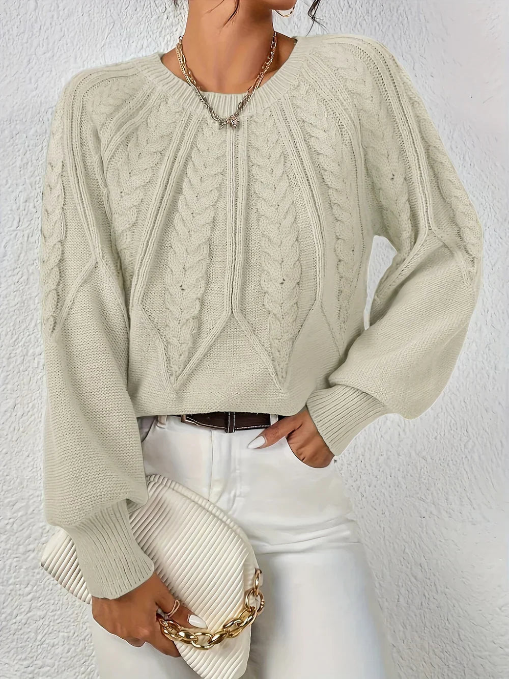 Warmer und trendiger Strickpulli für Frauen