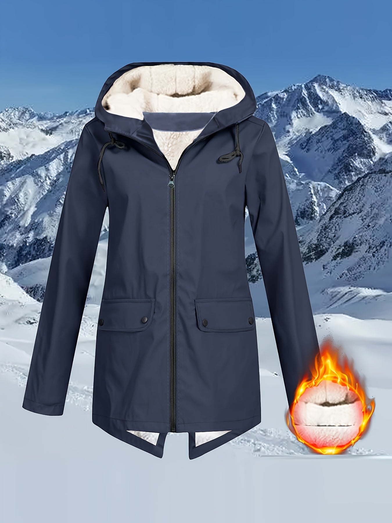 Reißverschluss-Hoodie-Jacke mit Klappentaschen – Lässige Windbreaker-Jacke mit Kordelzug