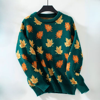 Trendiger Damen-Pullover mit gemütlichem Herbstblätter-Design