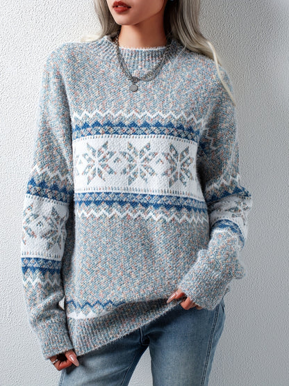 Niedlicher Damen-Pullover mit Schneeflocken-Muster