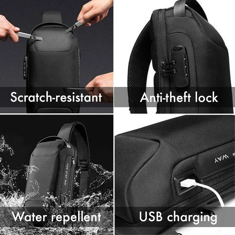 James | USB-fähige Anti-Diebstahl-Schultertragetasche für Reisen und Sport