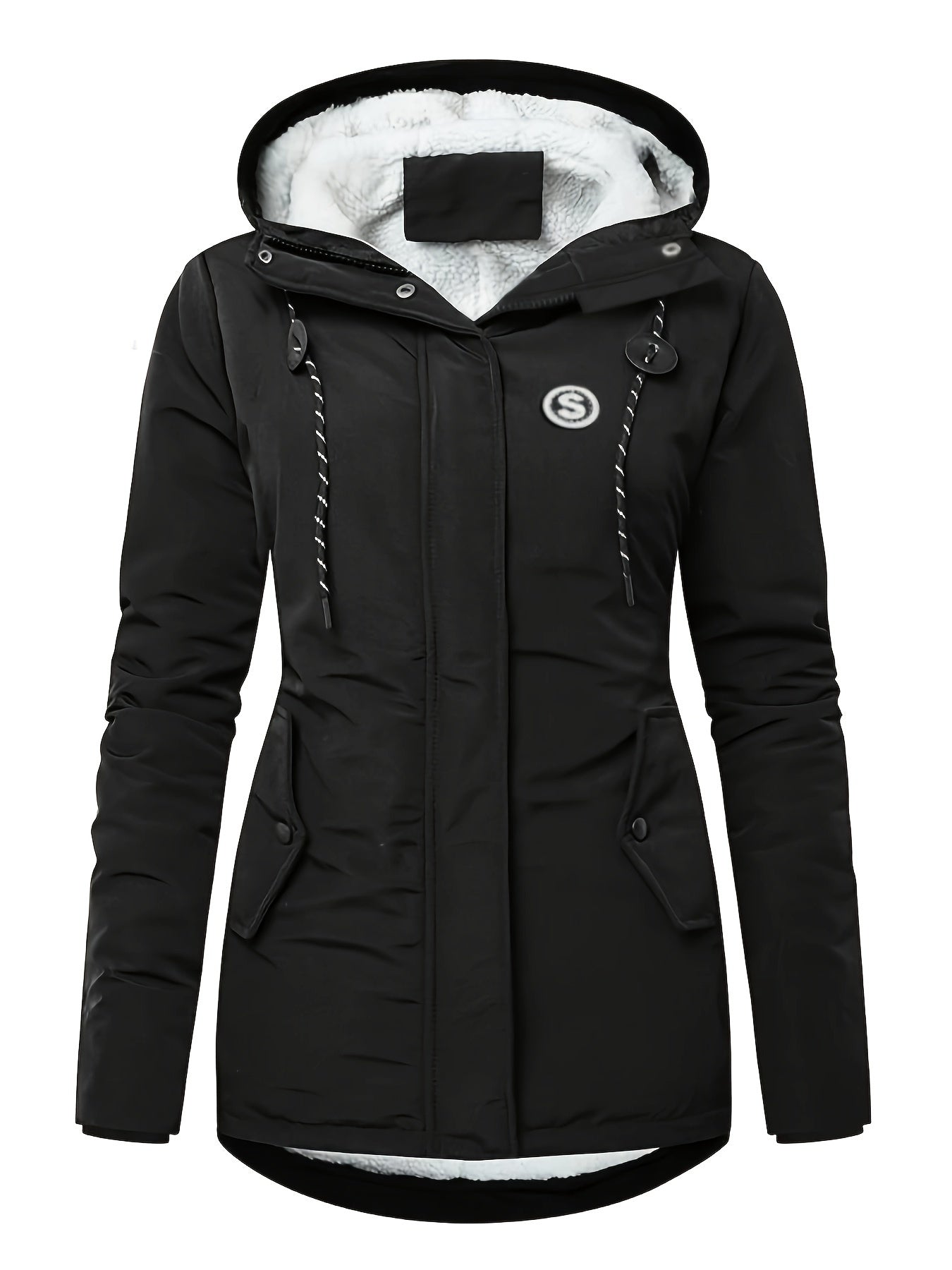 Stylische Fleece gefütterte Zip-up Parka Jacke