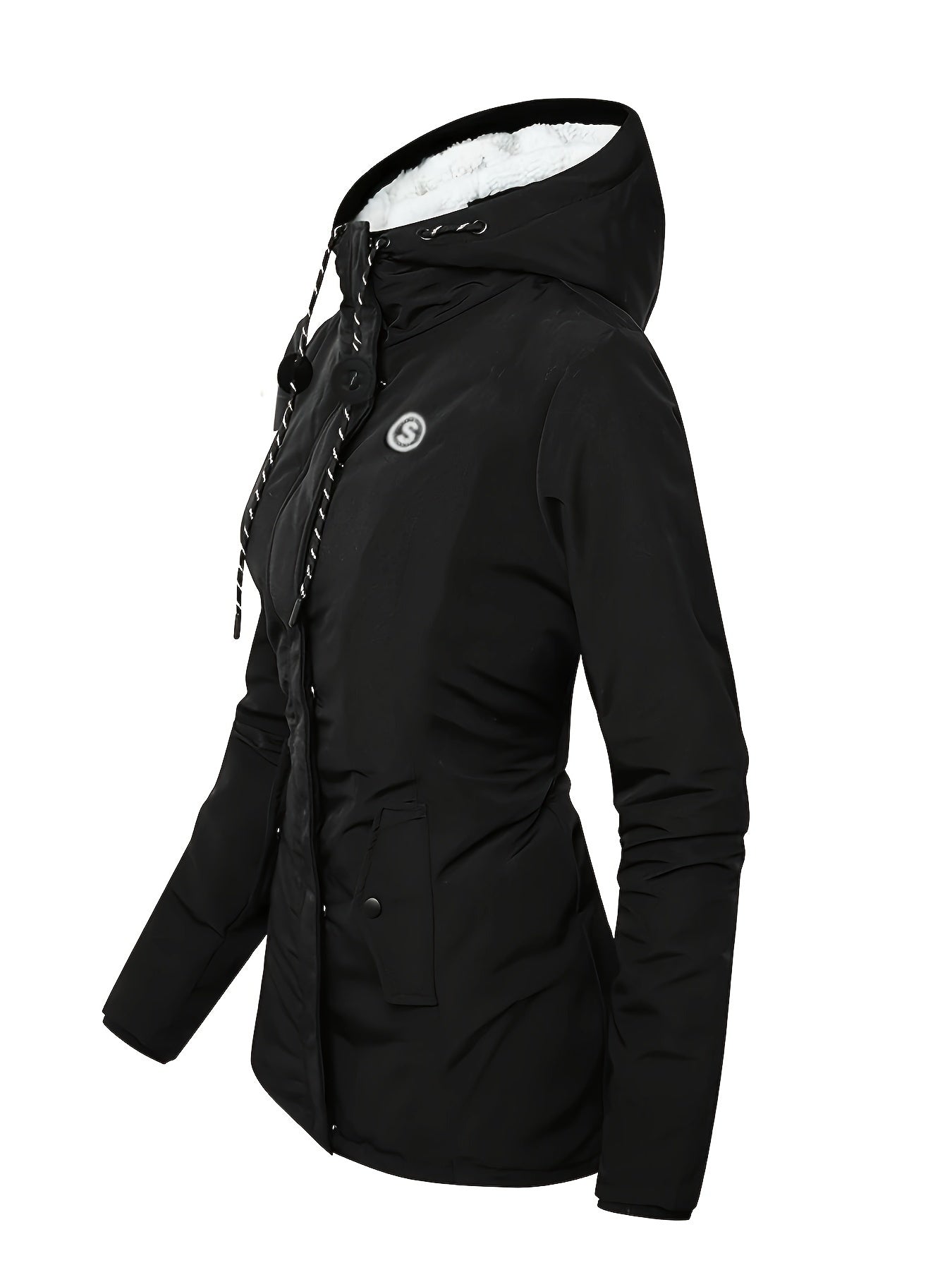 Stylische Fleece gefütterte Zip-up Parka Jacke