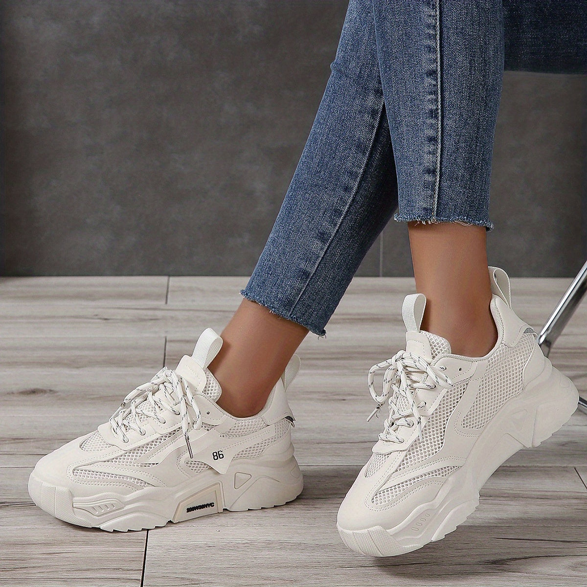 Dane | Lace-Up Atmungsaktiv Solide Farbe Damen Casual Sneakers für jeden Tag Komfort