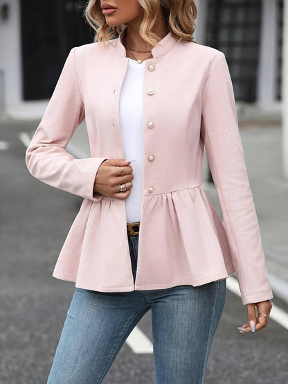 Farrah | Chic einreihiger Damen-Blazer mit Rüschen und Revers