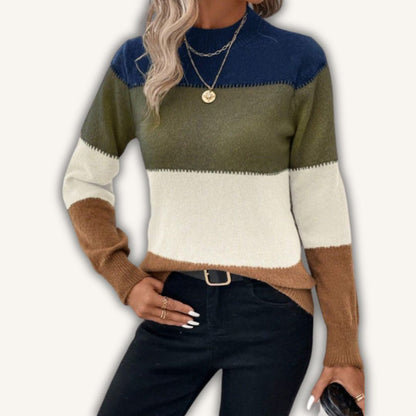 Stilvoller Farbblock-Strickpullover für moderne Eleganz