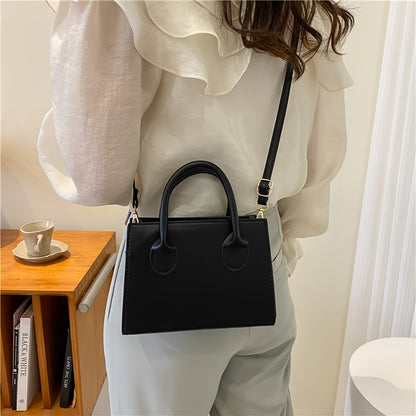 Luna | Klassische schwarze minimalistische Top-Griff-Tasche