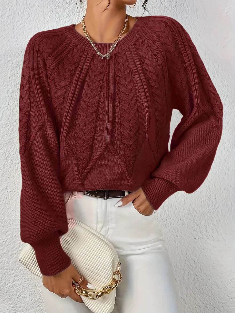 Warmer und trendiger Strickpulli für Frauen