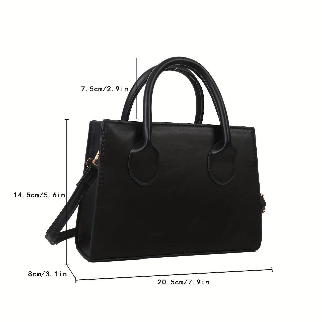 Luna | Klassische schwarze minimalistische Top-Griff-Tasche