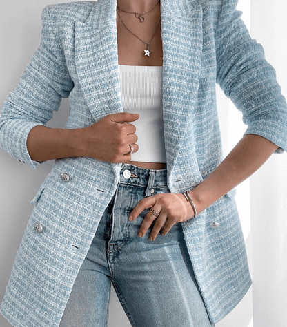 Zabel | Stilvolle Tweed-Blazerjacke für Damen - schicker Zweireiher für das Büro