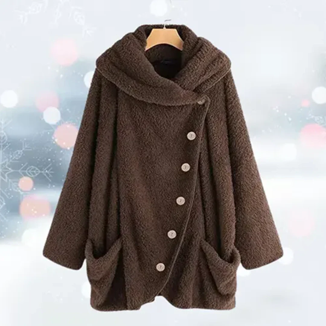 Stylische Winter-Strickjacke mit Kapuze für Frauen