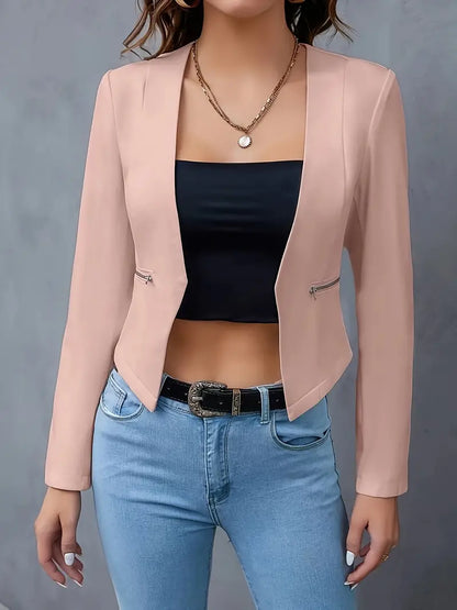 Avah | Crop Blazer with zip pockets