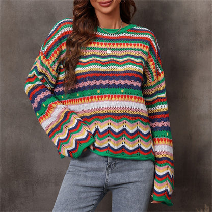 Vibrierende langärmelige Strickpullover für Frauen