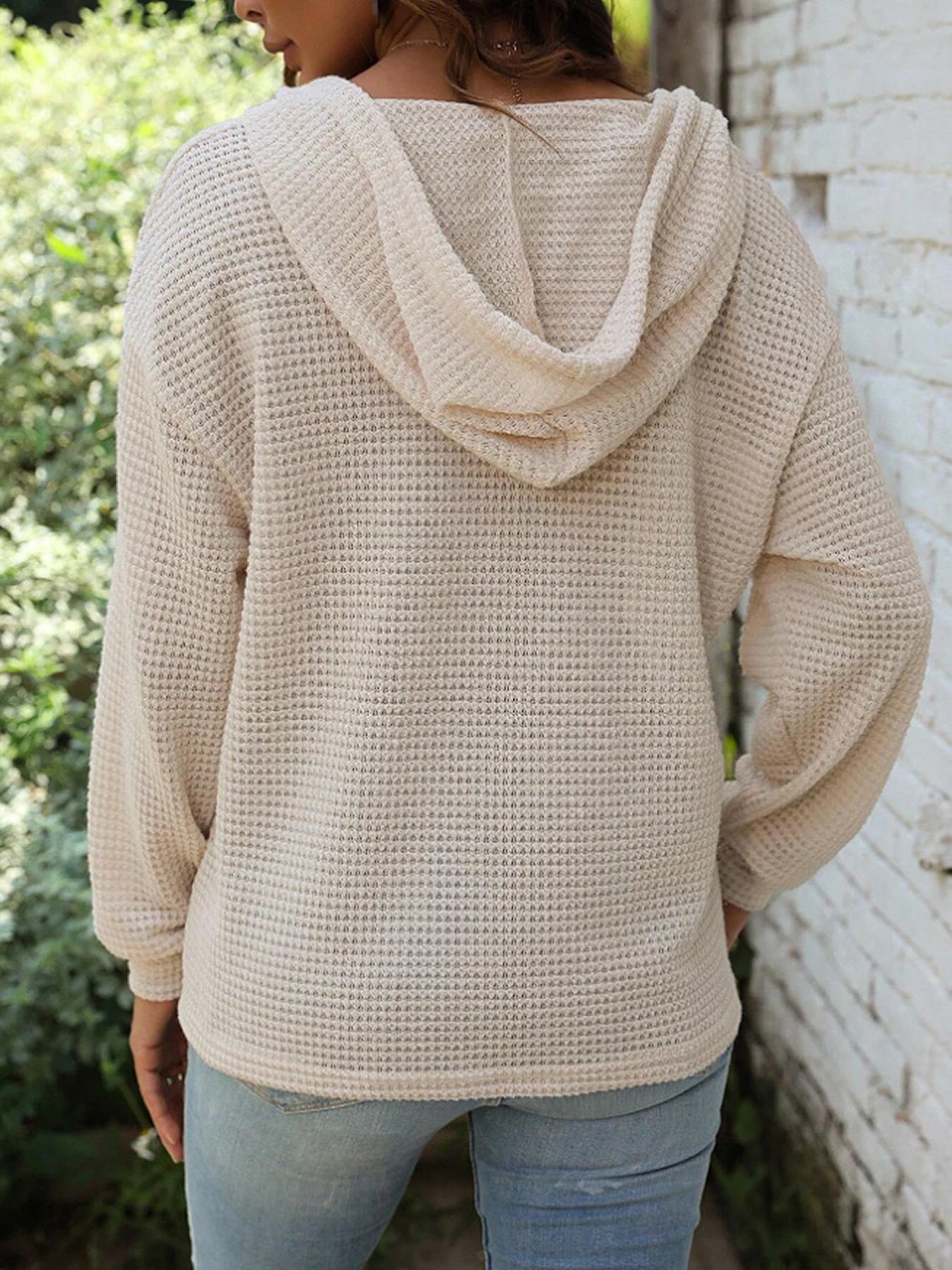 Lässige Langarm-Kapuzenpullover mit Kordelzug Sweatshirt