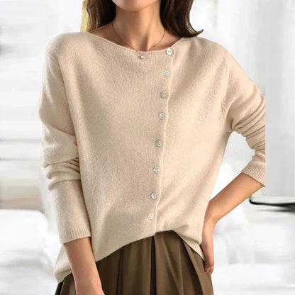 Trendiger asymmetrischer Pullover mit Knopfverschluss für Frauen