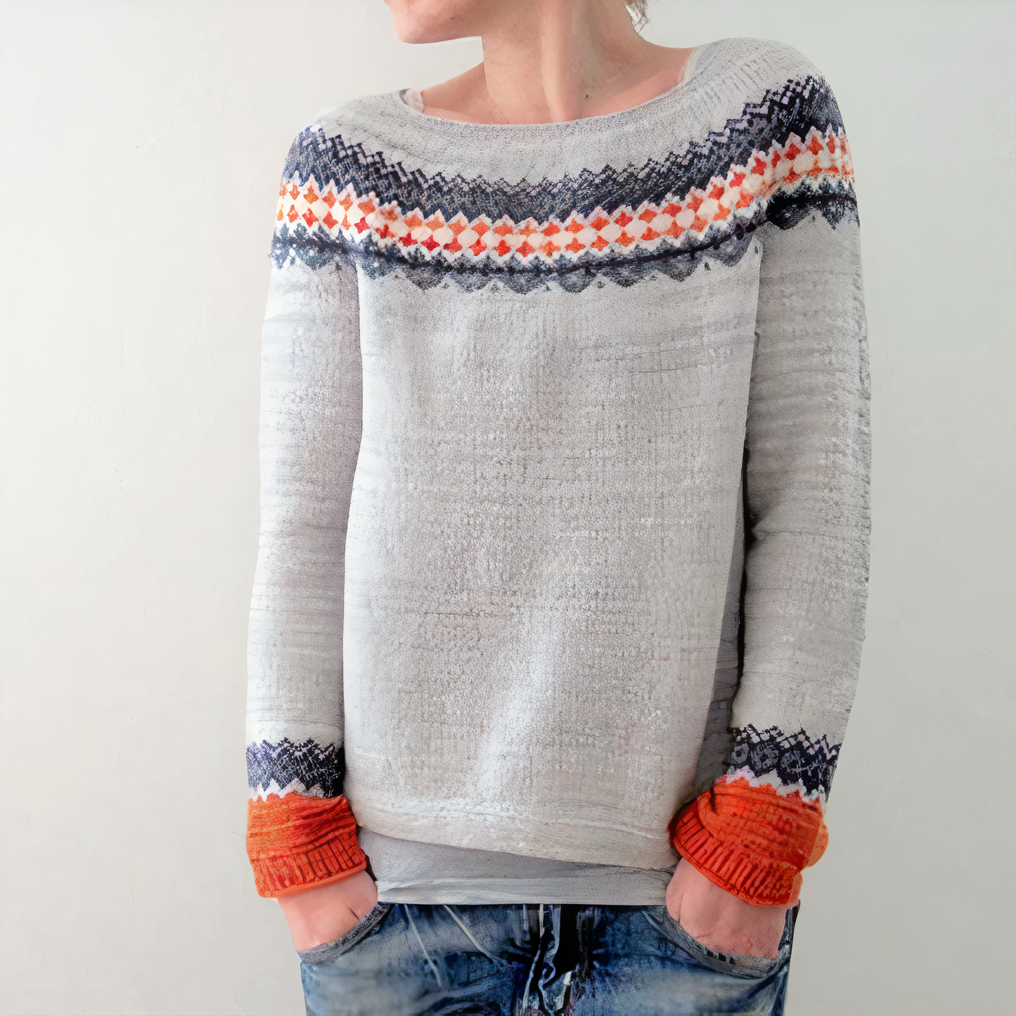 Elegante Damenmode Pullover mit Rundhalsausschnitt