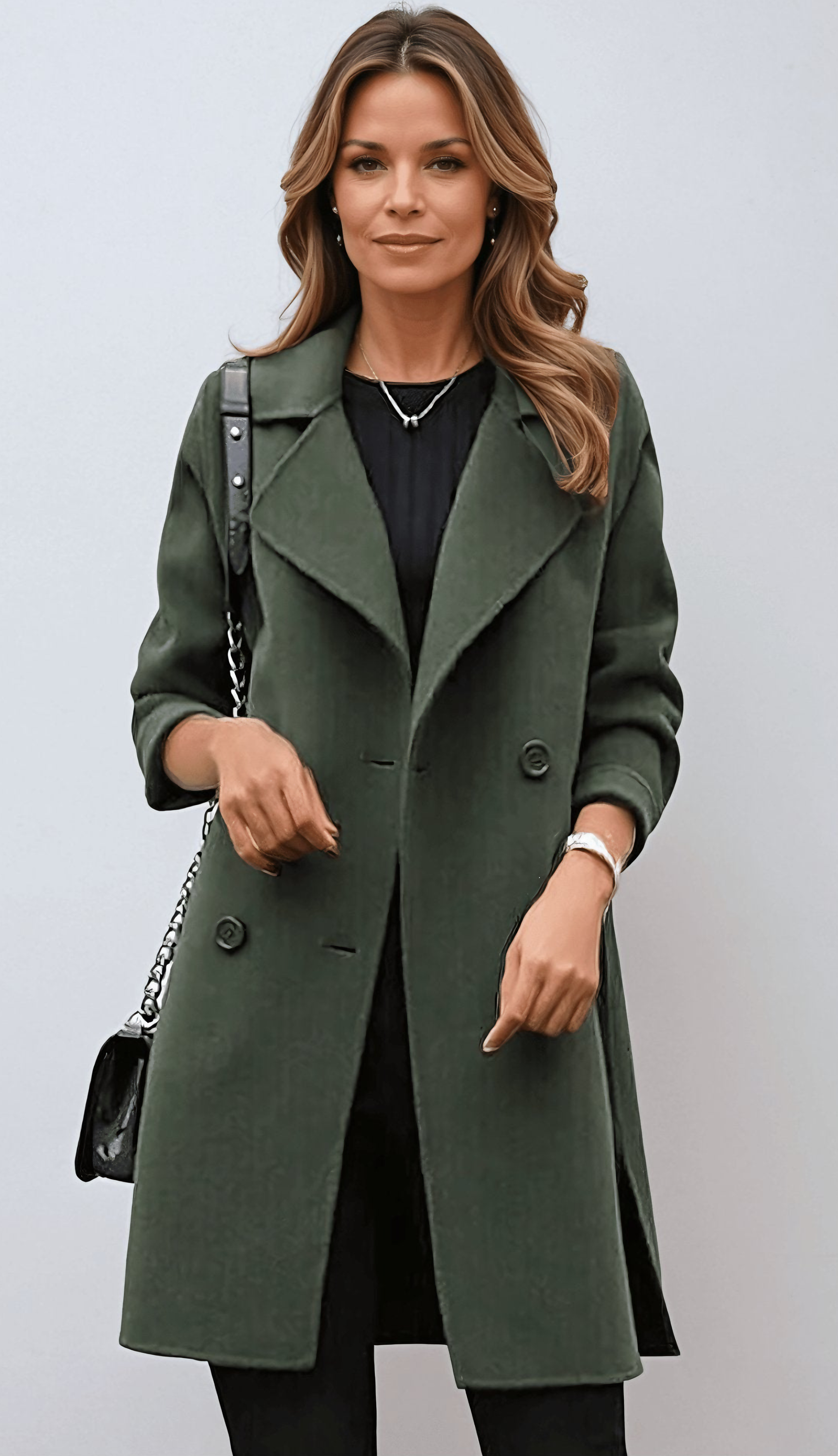 Zeitloser Stil Eleganter langer Trenchcoat