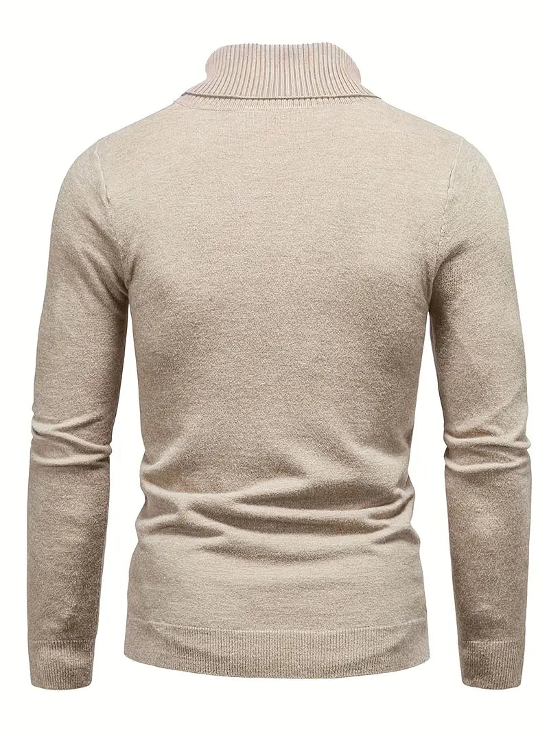 Vielseitiger Herrenstrickpullover mit hohem Kragen für kalte Tage