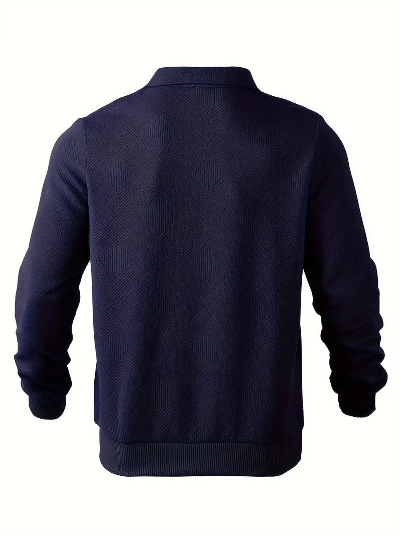 Herrenpullover mit Reißverschluss und geometrischem Muster im Vintage-Stil