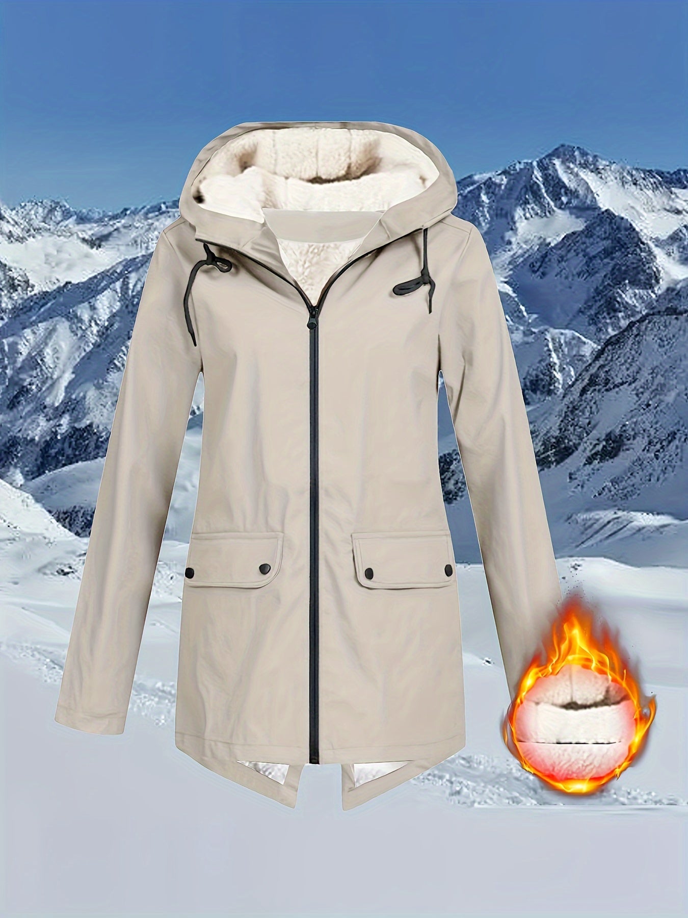 Reißverschluss-Hoodie-Jacke mit Klappentaschen – Lässige Windbreaker-Jacke mit Kordelzug