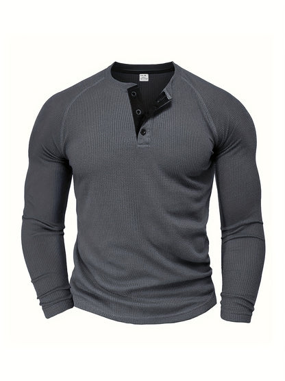 Lässiges Herren-Henley-Shirt – Bequemes Langarm-Shirt