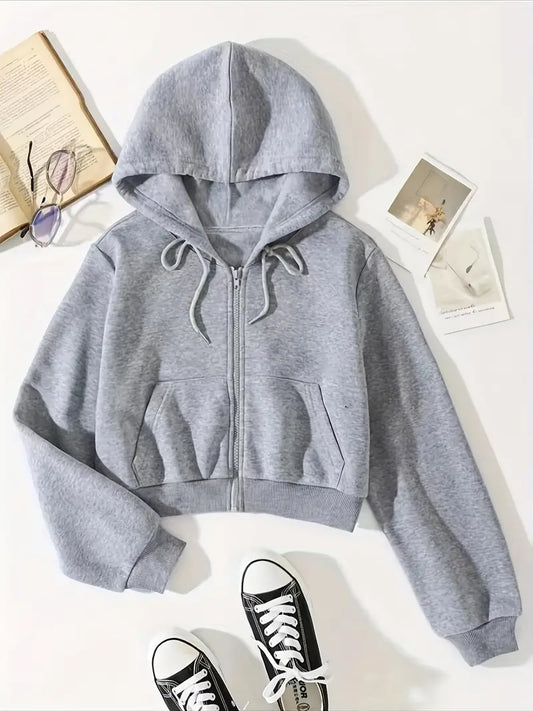 Trendige Cropped Hoodie Jacke für Frauen