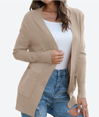 Vibranter Strick-Cardigan mit offener Vorderseite