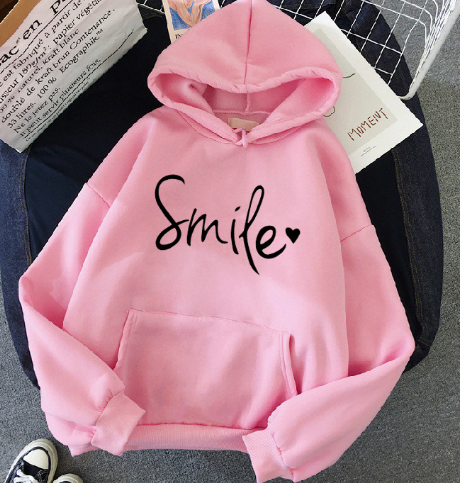 Schicker & gemütlicher Smile Print Hoodie mit Kordelzug für Frauen