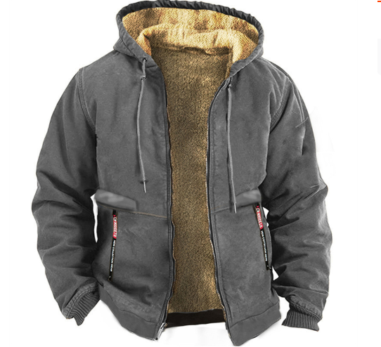 Trendige Herren-Winterjacke mit Kapuze und Fleece-Futter