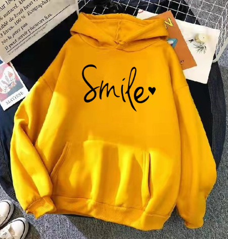 Schicker & gemütlicher Smile Print Hoodie mit Kordelzug für Frauen