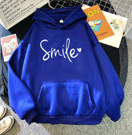 Schicker & gemütlicher Smile Print Hoodie mit Kordelzug für Frauen