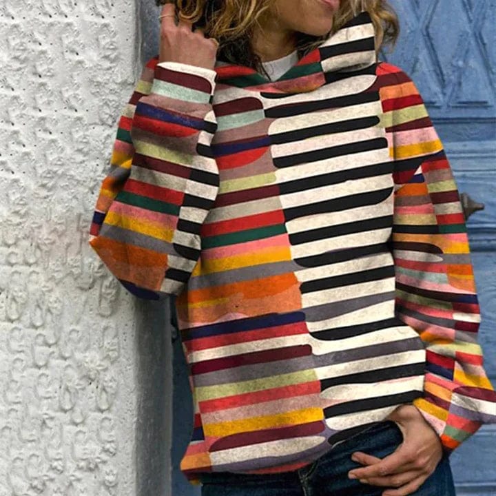 Bunt gestreifter stylischer Hoodie für Frauen