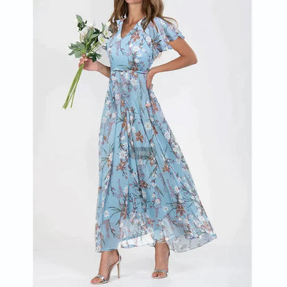 Dahlia Dress | Mühelos elegantes kurzärmeliges Kleid mit Blumenmuster